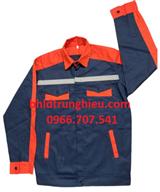 Bảo hộ lao động trung hiếu  ÁO BẢO HỘ PHỐI MÀU TÍM THAN CAM TH021